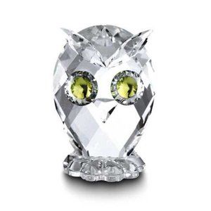 Swarovski Crystal Miniature Owl Figurine With Original Box And Booklet NWT